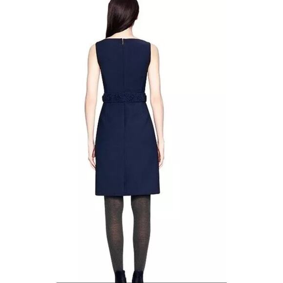 Tory Burch Kari Wool Blend Sleeveless Navy Sheath Dress - Picture 2 of 13